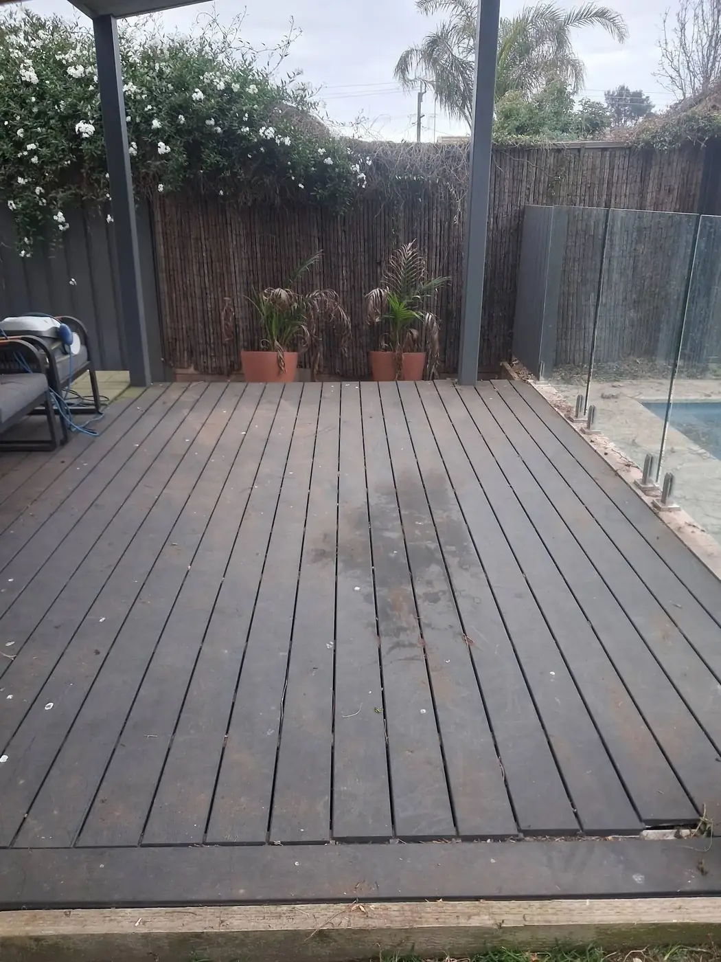The same deck fully cleared and swept