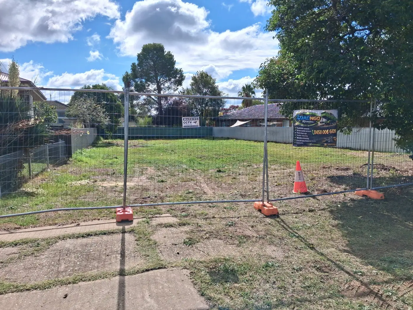 A cleared and temporarily fenced block, ready for the next stage of work